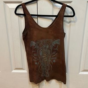 Tank top. Size medium. Brown with turquoise and silver design.